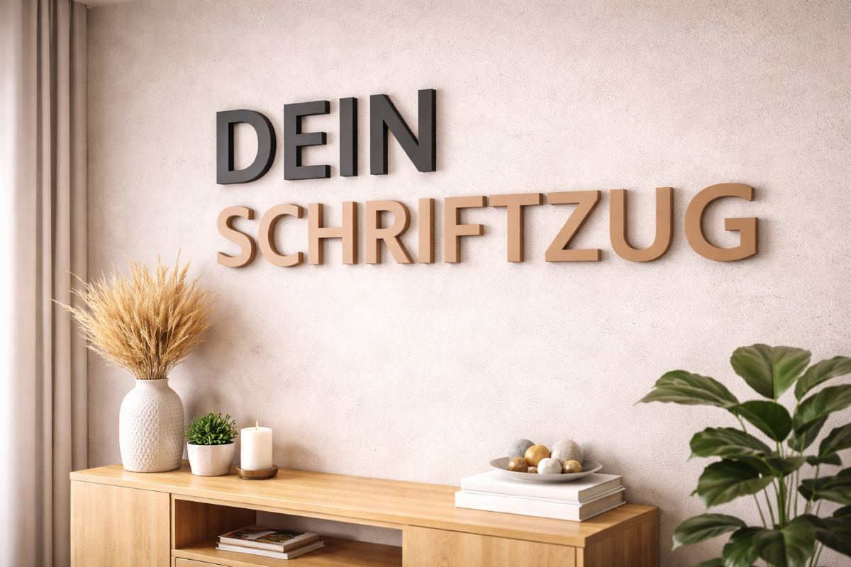 Dein Schriftzug als 3D-Buchstaben an der Wand